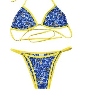 Strawberry Milk Mob Blue and Yellow Bikini bottoms